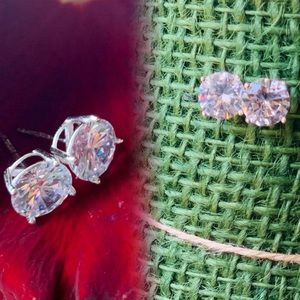 .925 Sterling Silver earrings cubic zirconia stud